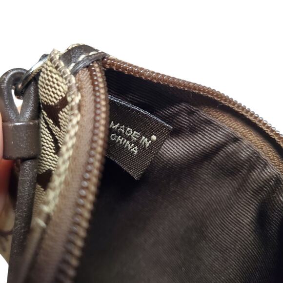 Coach Signature Corner Zip Wristlet Brown Monogram - Picture 3 of 7